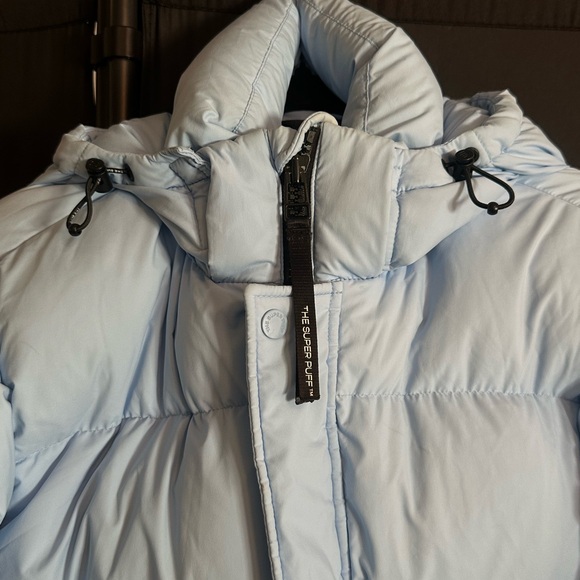 Aritzia Light Blue Puff Jacket with Hood - Picture 3 of 6